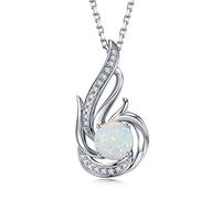 925 Sterling Silver October Birthstone Created Opal Necklace for Women Phoenix Necklaces Birthday Anniversary Jewellery Gifts for Women Girls, Adjustable Chain