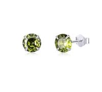 925 Sterling Silver Olive Green Cubic Zirconia 3-8mm CZ Stud Earrings Men