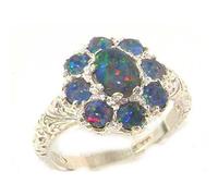 925 Sterling Silver Opal Triplet Womens Statement Ring Size M 1/2 October birthday gift for wife