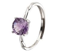 925 Sterling Silver Open Adjustable Ring For Women Natural Amethyst Ring Wedding Engagement Open Band Dainty Twist Cross Thumb Band For Women Men Jewelry