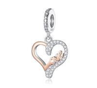 925 Sterling Silver Open Heart Love Romantic Dangle Bead Charm For Pandora Bracelets Charms Necklace | Cubic Zirconia Charm | Gift Boxed