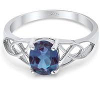 925 Sterling Silver Oval Cut Alexandrite Ring, June Birthstone, Colour Changing Gemstone Ring for Women (W)