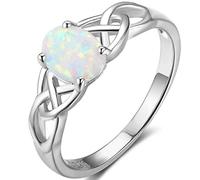 925 Sterling Silver Oval Cut Fire Opal Celtic Knot Wedding Engagement Promise Ring (V)
