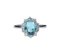 925 Sterling Silver Oval Green Gemstone Ring for Women, Closed Band Vintage Style Cocktail Ring with Cubic Zirconia Halo, Anniversary Wedding Jewelry with Drawer Style Box - L 1/2