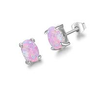 925 Sterling Silver Oval Pink Fire Opal Earrings For Women Fashion Earrings Fine Jewelry Wedding Gift