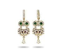 925 Sterling Silver Owl Flat Back Earrings for Women, Minimalist Cubic Zirconia Studs, Birthday Gift with Jewelry Gift Box Included