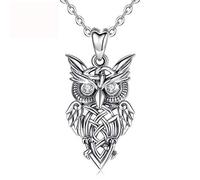 925 Sterling Silver Owl Pendant Vintage Silver Series Necklace With Clear Crystal Fashion Jewelry For Women Man