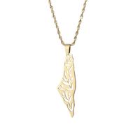 925 Sterling Silver Palestine Necklace For Men, Israel Women, Map Pendant Country Geography Chain, Gold, Jewelry
