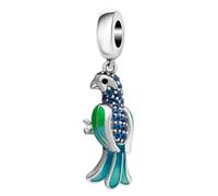 925 Sterling Silver Parrot Charm Bird Charm Animal Charm Christmas Charm for Pandora Charm Bracelet