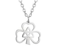 925 Sterling Silver Patricks Day Necklaces For Women And Men, Patrick Symbol Charm Necklace Shamk Lucky Three Leaf Heart Trinity Knot Triquetra, Beads Bulk