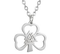 925 Sterling Silver Patricks Day Necklaces For Women And Men, Patrick Symbol Charm Necklace Shamk Lucky Three Leaf Heart Trinity Knot Triquetra, Beads Bulk