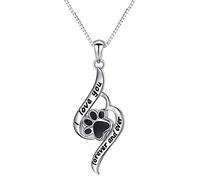 925 Sterling Silver Paw Print Necklace for Women Girls Engraved"I Love You, Forever and Ever", Animal Pet Jewelry for Cat Dog Paw Lovers (Paw Print)