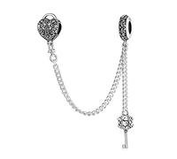 925 Sterling Silver Peace of Dove Safety Chain Charm Stopper Charm Bear Charm Gift Charm for Pandora Charm Bracelet (J)