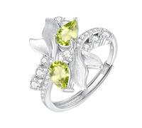 925 Sterling Silver Pear Cut Ruby For Women Natural Gemstone Chunky Ring 14K Gold Plated Matte Band Luxury Cubic Zirconia Cocktail Promise Wedding Band For Her Peridot