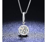 925 sterling silver pendant 1 ct moissanite halo necklace ladies very shiny wedding jewelry