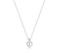 925 Sterling Silver Pendant Necklace for Women, Dainty Cubic Zirconia Necklace, 14K Gold Vermeil Necklace, Freshwater Pearl Necklace, Adjustable, Simple Pearl Necklaces for Women, Sterling Silver