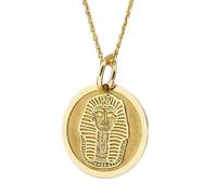 925 Sterling Silver Pharaoh Pendant Necklace 26mm Gold |LK_NLC_00043 | plated engraved egyptian king coin medallion necklace with 18 inch cable chain minimalist ancient egypt