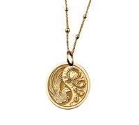 925 Sterling Silver Phoenix and Dragon Yin Yang Pendant |LK_NLC_00775 | necklace gold plated 28mm engraved round medallion with 18 inch cable chain symbol of balance harmony and