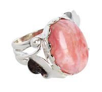 925 Sterling Silver Pink Opal Ring Oval, HeartCabochon 18x12mm Pink Gemstone Bezel Set Handmade Jewelry Gift for Women Anniversary Birthday Christmas M 1/2, 53 (16.9)