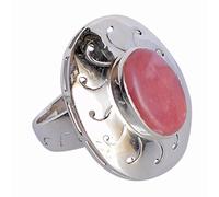 925 Sterling Silver Pink Opal Ring with Oval Cabochon Gemstone Bezel Set Adjustable Handmade Artisan Polished Bold Unique Natural Jewelry Gift Size- 8.5_Q 1/2_58 (18.5)
