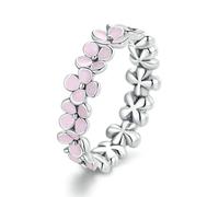 925 Sterling Silver Pink Wreath Finger Ring For Women Birthday Gift Sweet Romatic Fine Jewelry 3 Colors