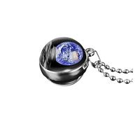 925 Sterling Silver Planet Necklace For Women And Men, Solar System Universe Space Necklaces Two-sided Glass Pendant, Saturn Gold, Necklace, Earth