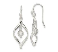 925 Sterling Silver Polished and Sparkle Cut Twist With Ball Center Long Drop Dangle Earrings 33.95x12mm Wide-Ball Earring for Women