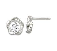 925 Sterling Silver Polished CZ Simulated Diamond Twisted Circle Post Earrings 12.65x10.5mm Wide Stud Earring for Women