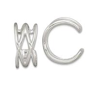 925 Sterling Silver Polished Double Criss Religious Faith Cross Pair Of Ear Cuffs 12.15x6.05mm Wide-Ear Cuff for Women