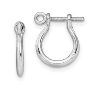 925 Sterling Silver Polished Small Shackle Link Screw Earrings 14x11.5mm Wide Stud Earring for Women
