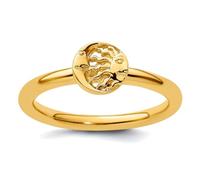 925 Sterling Silver Polished Stackable Yellow Plated Sun Celestial Moon Ring Size 5-Stackable-Ring for Women