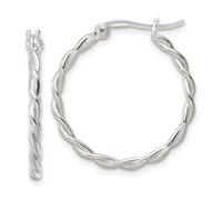 925 Sterling Silver Polished Twisted Hoop Earrings 24.85x24.85mm Wide 2mm Thick-Hoop Earring for Women