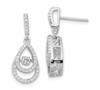 925 Sterling Silver Post Brilliant Embers Rhodium Plated Vibrant CZ Simulated Diamond Long Drop Dangle Earrings-Dangle Earring for Women