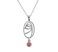 925 Sterling Silver Precious Metal Charles Rennie Mackintosh Art Nouveau Crm Glasgow Rose Necklace Pendant - Pink Stone