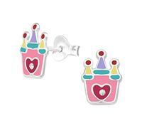 925 Sterling Silver Princess Castle Stud Earrings for Girls