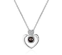 925 Sterling Silver projection a hundred languages I Love You Heart Shaped Necklaces Zircon Meaningful Necklace For Women Gift