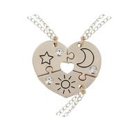 925 Sterling Silver Puzzle Piece Necklace For Women And Men, Sun Moon Cloud Star Pendant 2/3/4/5 Pieces, Millennium Necklace, Couple