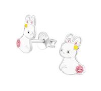 925 Sterling Silver Rabbit Earrings with Crystal Stones - Easter Bunny