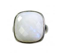 925 Sterling Silver Real Rainbow Moonstone Cushion Cut Bezel Set Statement Ring for Women | June Birthstone Anniversary Engagement Gift | Boho Vintage Artisan Style Jewelry | Unique Handcrafted Sizes