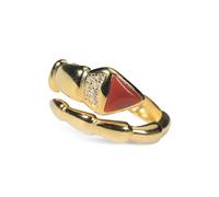 925 Sterling Silver Red Agate Triangle Ring - Adjustable Open Band, 24K Gold Plated Statement Ring for Women - Bold Geometric Gift for Birthday, Anniversary or Valentine’s Day