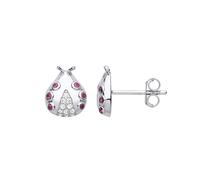 925 Sterling Silver Red CZ Domed Ladybird Bug Stud Earrings - EAG1172 Jewelco London White One Size