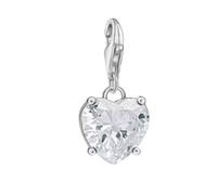 925 Sterling Silver Red CZ Love Heart Clip-on Lobster Clasp Charm | For Linked Chain Bracelets or Necklace | Gift for Birthday Anniversary Christmas | Gift Boxed (White CZ Heart)