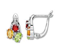 925 Sterling Silver Rhodium Plated 1.48t.w. Pe Ci Ga Wt Hinged Earrings 12.2mm long Stud Earring for Women
