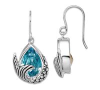 925 Sterling Silver Rhodium Plated Crystal Mermaid Tail Long Drop Dangle Earrings 30x15mm Wide-Dangle Earring for Women