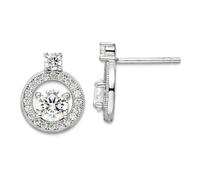 925 Sterling Silver Rhodium Plated Polished CZ Simulated Diamond Halo Circle Post Earrings 14x11.15mm Wide Stud Earring for Women
