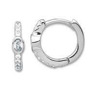 925 Sterling Silver Rhodium Plated Round and Oval Cubic Zirconia Hinged-Round Hoop Earrings 11.4x12.8mm Wide 2.8mm Thick-Hoop Earring for Women