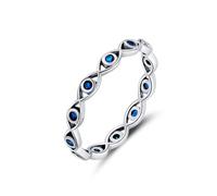 925 Sterling Silver Ring 3mm Retro Evil Eye Vine Stacking Rings Eternity Wedding Band for Women (Blue, 6)