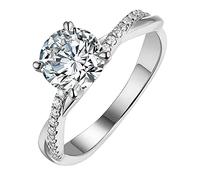925 Sterling Silver Ring for Women, Natural Amethyst Zirconia Love Heart Promise Rings Heart Shaped Simulated Diamond Engagement Ring Bow Band Jewelry for Ladies, Fashion Crystal Wedding Rings