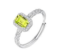 925 Sterling Silver Ring For Women Natural Gemstones Oval Cut Simulated Diamond Wedding Ring Cocktail Engagement Band Eternity Jewelry Gifts With Box Peridot
