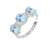 925 Sterling Silver Ring For Women Natural Gemstones Oval Cut Simulated Diamond Wedding Ring Cocktail Engagement Band Eternity Jewelry Gifts With Box Topaz